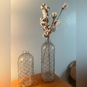 Rustic Wire-Wrapped Glass Vases - Set of 2
